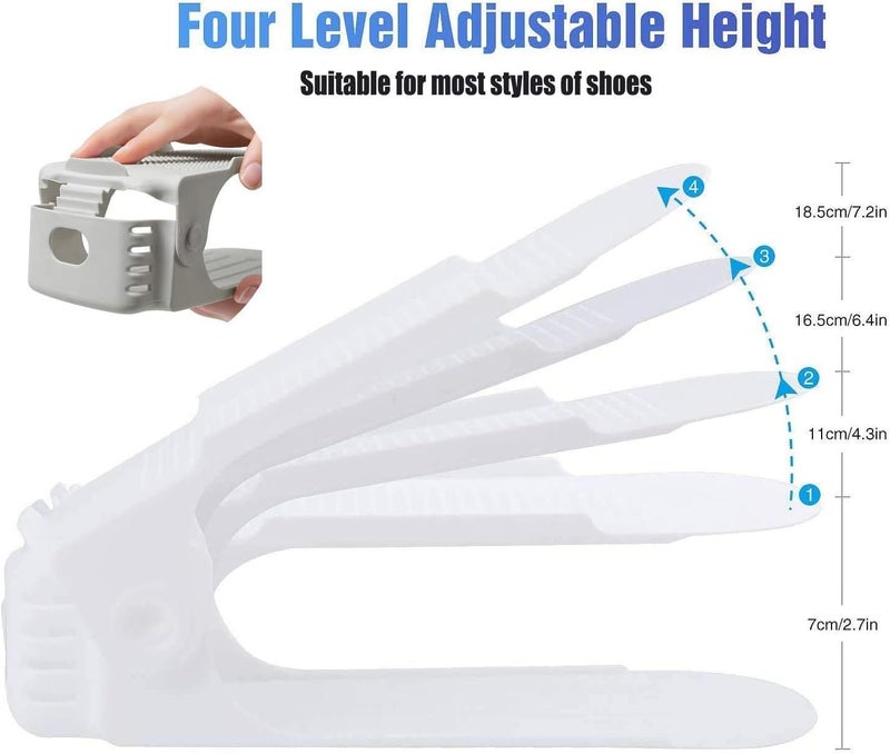 RISETEX Shoe Organizer - 36 Pack Shoe Stacker, Space Saver with 4 Levels, Double Deck Closet Organizer - White - Image 2